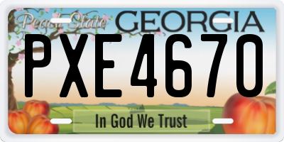 GA license plate PXE4670
