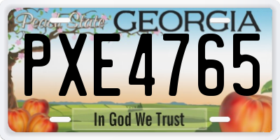 GA license plate PXE4765