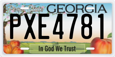 GA license plate PXE4781