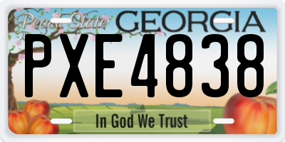 GA license plate PXE4838