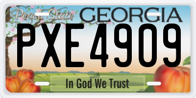 GA license plate PXE4909