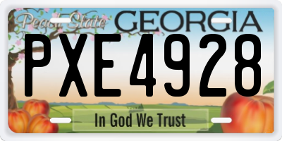 GA license plate PXE4928