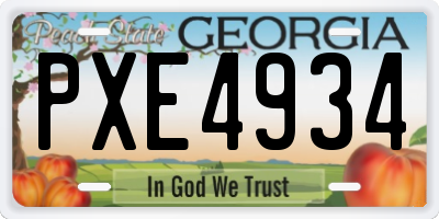 GA license plate PXE4934