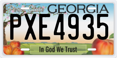 GA license plate PXE4935