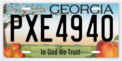 GA license plate PXE4940