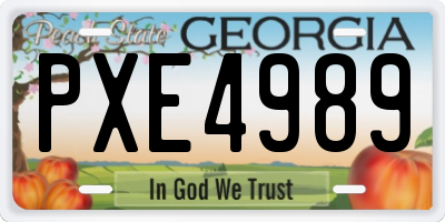 GA license plate PXE4989