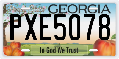 GA license plate PXE5078