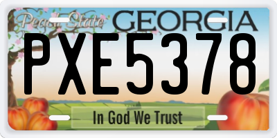 GA license plate PXE5378