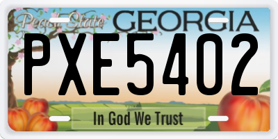 GA license plate PXE5402