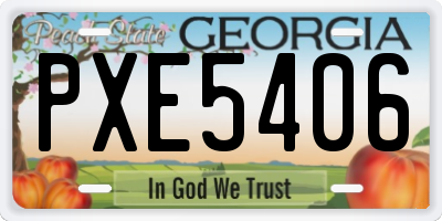 GA license plate PXE5406