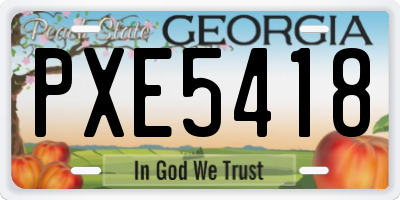 GA license plate PXE5418