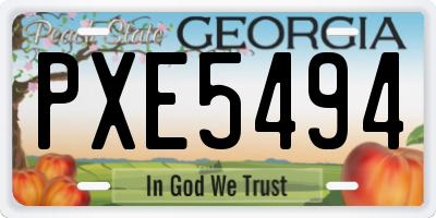 GA license plate PXE5494