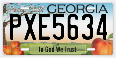 GA license plate PXE5634