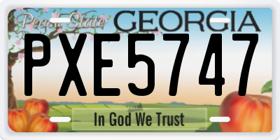 GA license plate PXE5747