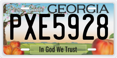 GA license plate PXE5928