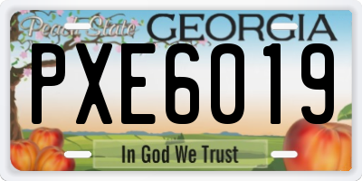 GA license plate PXE6019