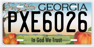 GA license plate PXE6026