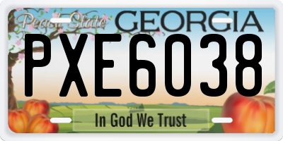 GA license plate PXE6038