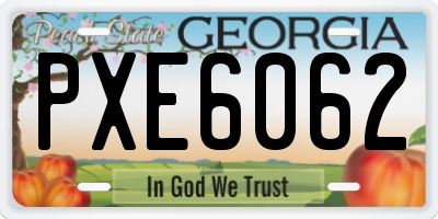 GA license plate PXE6062