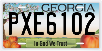 GA license plate PXE6102