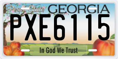 GA license plate PXE6115