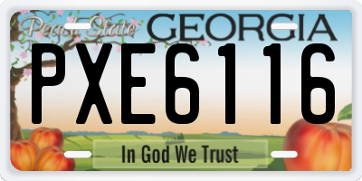 GA license plate PXE6116