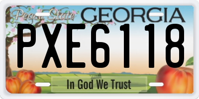 GA license plate PXE6118