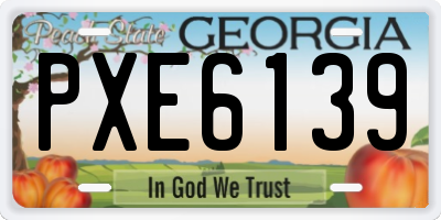 GA license plate PXE6139