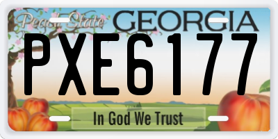 GA license plate PXE6177