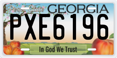 GA license plate PXE6196
