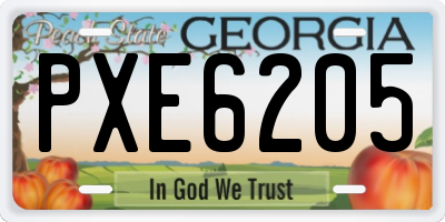 GA license plate PXE6205