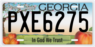 GA license plate PXE6275