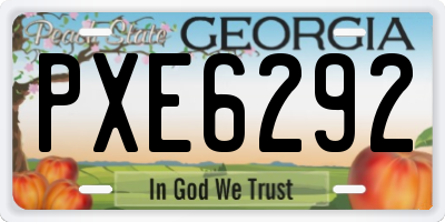 GA license plate PXE6292