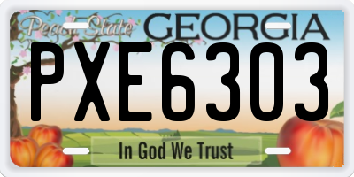 GA license plate PXE6303