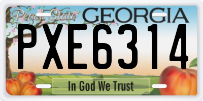 GA license plate PXE6314