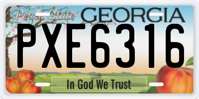 GA license plate PXE6316