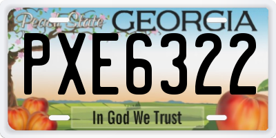 GA license plate PXE6322