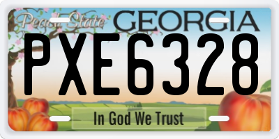 GA license plate PXE6328