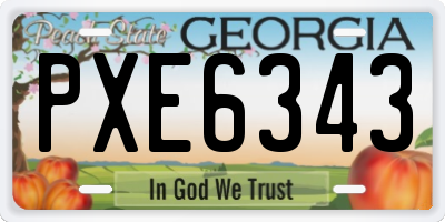 GA license plate PXE6343