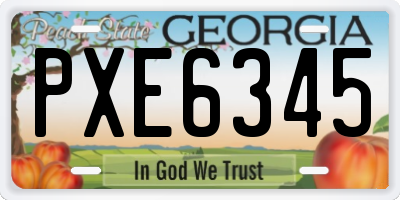 GA license plate PXE6345
