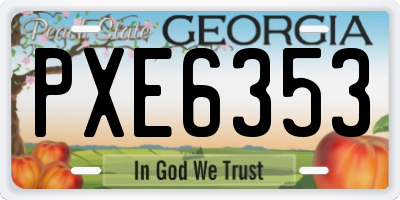 GA license plate PXE6353