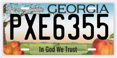 GA license plate PXE6355
