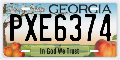 GA license plate PXE6374