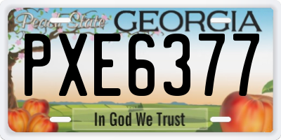 GA license plate PXE6377