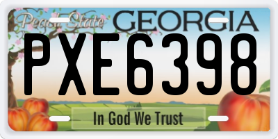 GA license plate PXE6398
