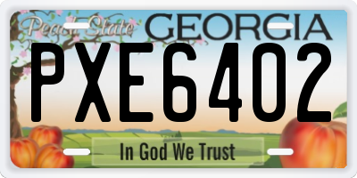 GA license plate PXE6402