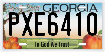 GA license plate PXE6410