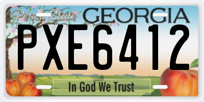 GA license plate PXE6412