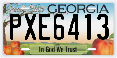 GA license plate PXE6413