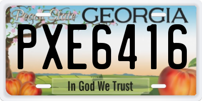 GA license plate PXE6416